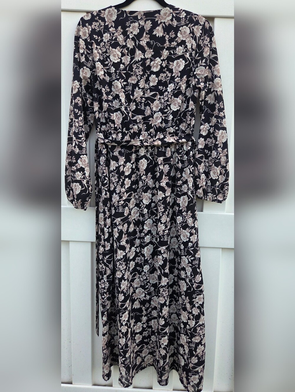 Bohme Black And Cream Floral Maxi Dress With Long Sleeves Size Small - Picture 2 of 6